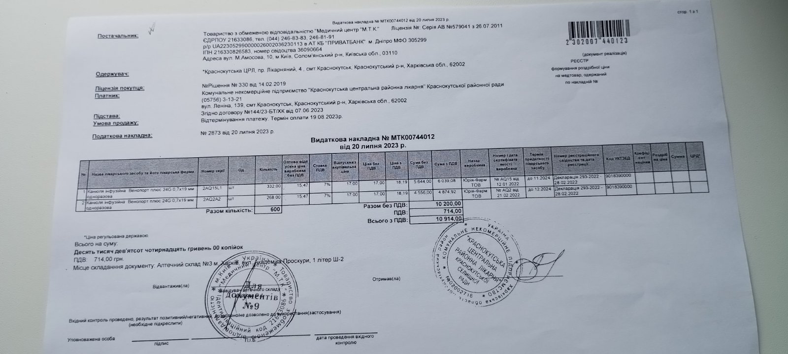 КНП "Краснокутська ЦРЛ" придбала за кошти місцевого бюджету медикаменти